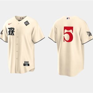 Texas Rangers #5 Corey Seager Cream 2023 World Series City Connect Stitched Jersey