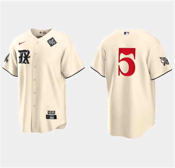 Texas Rangers #5 Corey Seager Cream 2023 World Series City Connect Stitched Jersey