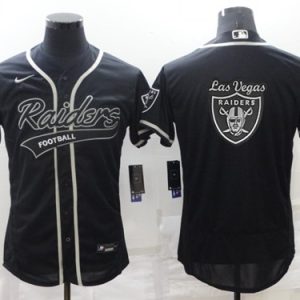 Las Vegas Raiders Black Team Big Logo With Patch Flex Base Stitched Baseball Jersey