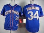 Mets #34 Noah Syndergaard Blue(Grey NO.) Alternate Road Cool Base Stitched Jersey
