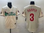 Philadelphia Phillies #3 Bryce Harper Cream Phanatic Limited Stitched Jersey