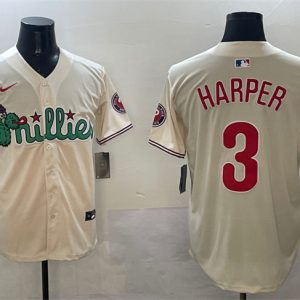 Philadelphia Phillies #3 Bryce Harper Cream Phanatic Limited Stitched Jersey