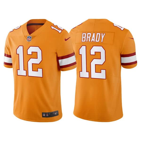 Tampa Bay Buccaneers #12 Tom Brady Orange Vapor Untouchable Limited Stitched Jersey