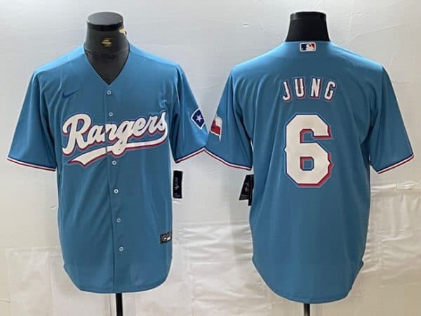 Texas Rangers #6 Josh Jung Blue Cool Base Stitched Jersey