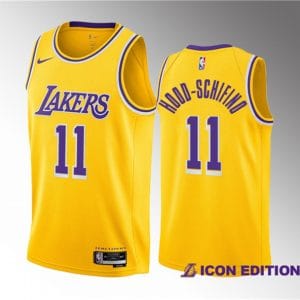 Los Angeles Lakers #11 Jalen Hood-Schifino Yellow 2023 Draft Icon Edition Stitched Jersey