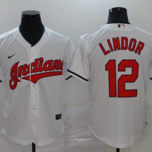 Cleveland Indians #12 Francisco Lindor White Cool Base Stitched Jersey