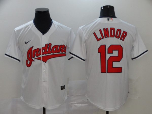 Cleveland Indians #12 Francisco Lindor White Cool Base Stitched Jersey