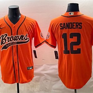 Cleveland Browns #12 Shedeur Sanders Orange With Patch Cool Base Stitched Jersey