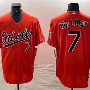 Baltimore Orioles #7 Jackson Holliday Orange With Patch Cool Base Stitched Jersey