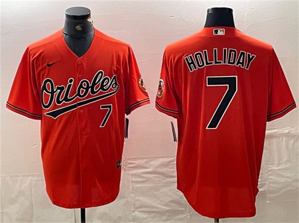 Baltimore Orioles #7 Jackson Holliday Orange With Patch Cool Base Stitched Jersey