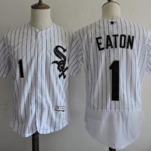 White Sox #1 Adam Eaton White(Black Strip) Flexbase Authentic Collection Stitched Jersey