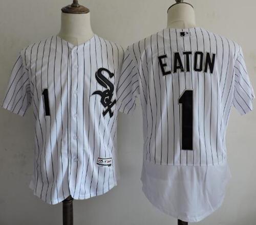 White Sox #1 Adam Eaton White(Black Strip) Flexbase Authentic Collection Stitched Jersey