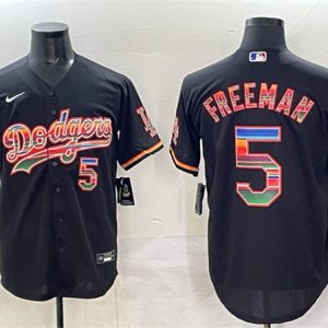 Los Angeles Dodgers #5 Freddie Freeman Black Mexico Cool Base Stitched Jersey