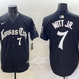 Kansas City Royals #7 Bobby Witt Jr. Black 'Gothic Crown Edition' Vapor Premier Limited Stitched Jersey