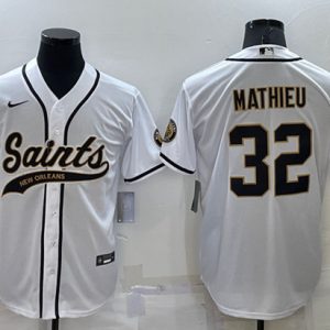 New Orleans Saints #32 Tyrann Mathieu White Cool Base Stitched Baseball Jersey
