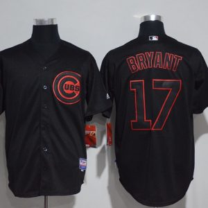 Chicago Cubs #17 Kris Bryant Black Strip Stitched Jersey