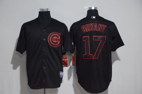 Chicago Cubs #17 Kris Bryant Black Strip Stitched Jersey