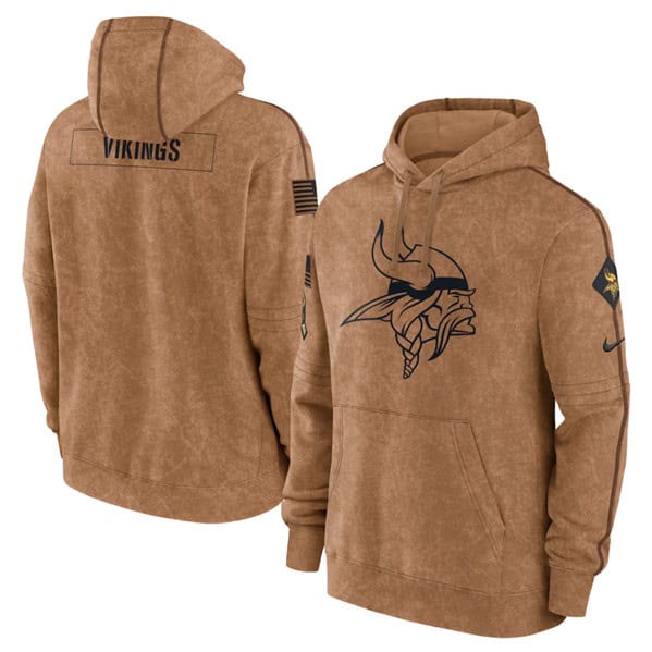 Minnesota Vikings 2023 Brown Salute To Service Pullover Hoodie