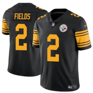 Pittsburgh Steelers #2 Justin Fields Black Color Rush Vapor Limited Stitched Jersey