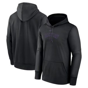 Colorado Rockies Black Collection Practice Performance Pullover Hoodie