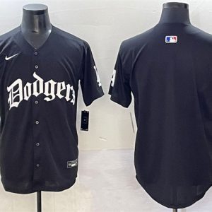Los Angeles Dodgers Blank Black 2025 LA Gothic Style With 2024 World Series Champions Patch Vapor Premier Limited Stitched Jersey