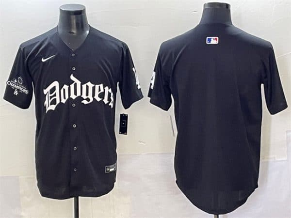 Los Angeles Dodgers Blank Black 2025 LA Gothic Style With 2024 World Series Champions Patch Vapor Premier Limited Stitched Jersey