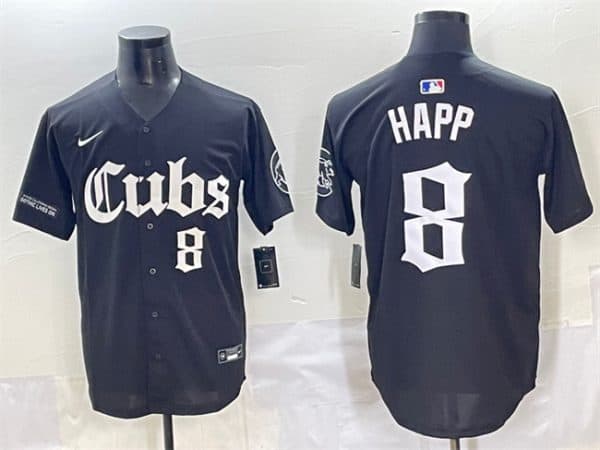 Chicago Cubs #8 Ian Happ Black 'Gothic North Side Edition' Vapor Premier Limited Stitched Jersey