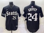 Seattle Mariners #24 Ken Griffey Jr. Black 'Deep Sea Gothic Edition' Vapor Premier Limited Stitched Jersey