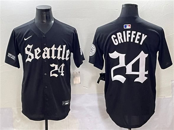Seattle Mariners #24 Ken Griffey Jr. Black 'Deep Sea Gothic Edition' Vapor Premier Limited Stitched Jersey