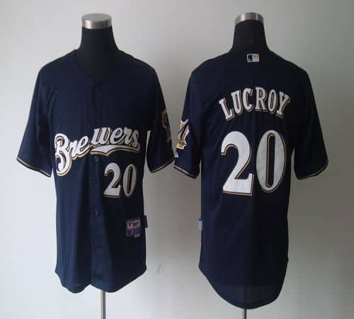 Brewers #20 Jonathan Lucroy Blue Cool Base Stitched Jersey