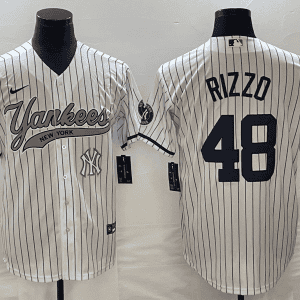 New York Yankees #48 Anthony Rizzo White With Patch Cool Base Stitched Jersey