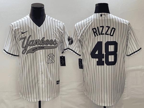 New York Yankees #48 Anthony Rizzo White With Patch Cool Base Stitched Jersey