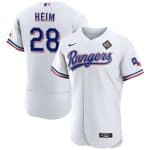 Texas Rangers #28 Jonah Heim White 2023 World Series Flex Base Stitched Jersey