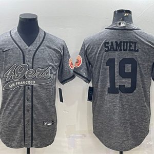 San Francisco 49ers #19 Deebo Samuel Gray With Patch Cool Base Stitched Baseball Jersey