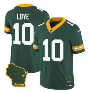Green Bay Packers #10 Jordan Love Green 2023 F.U.S.E. Home Patch Vapor Untouchable Limited Stitched Jersey