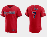 Cleveland Guardians #7 Myles Straw Red Flex Base Stitched Jersey