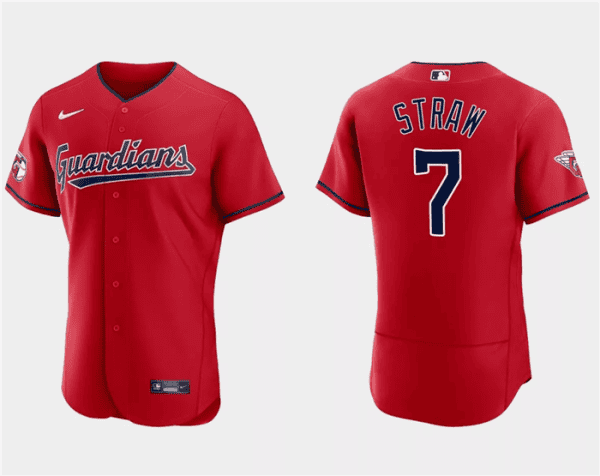 Cleveland Guardians #7 Myles Straw Red Flex Base Stitched Jersey