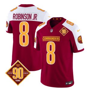 Washington Commanders #8 Brian Robinson Burgundy White 2023 F.U.S.E. 90th Anniversary Vapor Limited Stitched Jersey