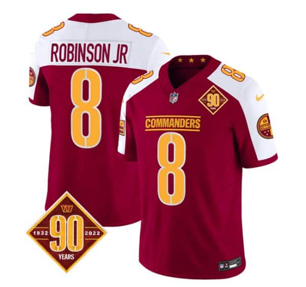 Washington Commanders #8 Brian Robinson Burgundy White 2023 F.U.S.E. 90th Anniversary Vapor Limited Stitched Jersey