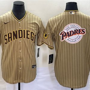San Diego Padres Tan Team Big Logo Cool Base Stitched Jersey