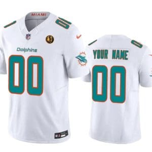 Miami Dolphins Custom White 2023 F.U.S.E. With John Madden Patch Vapor Limited Stitched Jersey