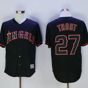 Angels Of Anaheim #27 Mike Trout Black New Cool Base Fashion Stitched Jersey