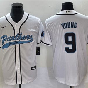 Carolina Panthers #9 Bryce Young White With Patch Cool Base Stitched Jersey
