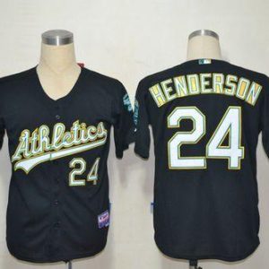 Athletics #24 Rickey Henderson Black Cool Base Stitched Jersey