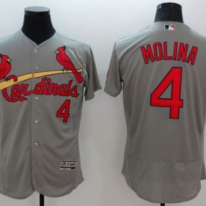 Cardinals #4 Yadier Molina Grey Flexbase Authentic Collection Stitched Jersey