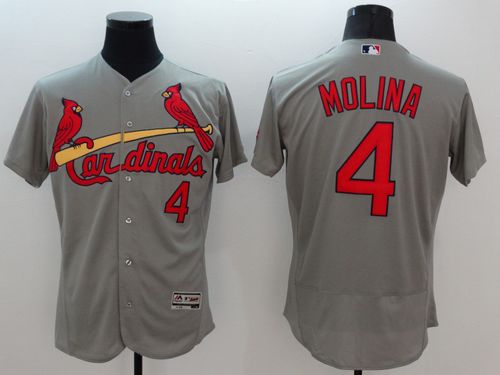 Cardinals #4 Yadier Molina Grey Flexbase Authentic Collection Stitched Jersey
