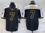 Dallas Cowboys #7 Trevon Diggs Black Gold Thanksgiving With Patch Stitched Jersey