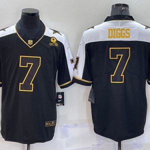 Dallas Cowboys #7 Trevon Diggs Black Gold Thanksgiving With Patch Stitched Jersey