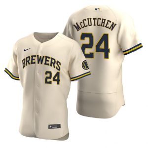Milwaukee Brewers #24 Andrew McCutchen Cream Flex Base Stitched Jersey