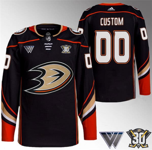 Anaheim Ducks Custom Black 30th Anniversary Stitched Jersey